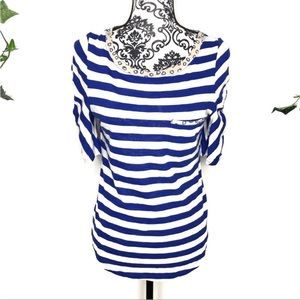 Anthropologie Postmark Striped Leopard Print Top